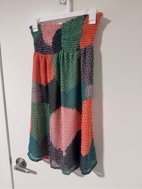 Roxy Strapless Floral Smocked Sundress in Coral, Green, Teal, Navy, Pink